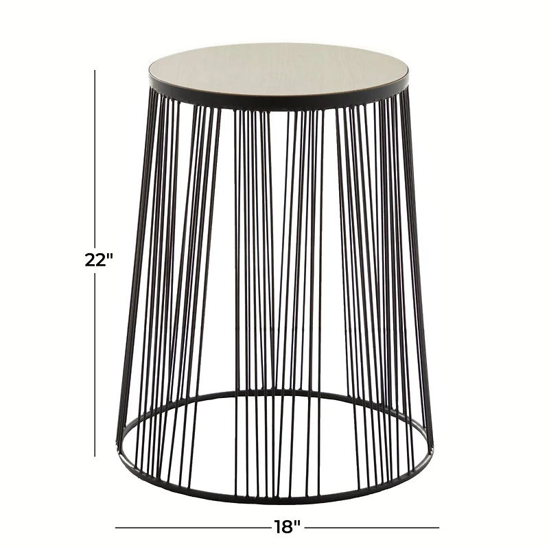 Black Metal Contemporary Accent Table, 22" x 18" x 18"