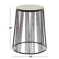 Black Metal Contemporary Accent Table, 22" x 18" x 18"