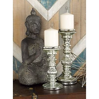 Silver Metal Traditional Candle Holder Set, 2ct.