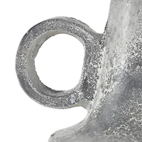 16" Light Gray Paper Mache Distressed Fluted Vase with Ring Handle