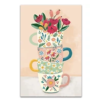 Floral Mug Stack Canvas Wall Art