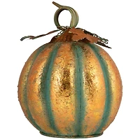 13" Orange & Green Autumn Pumpkin Tabletop Accent