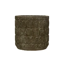 Hello Honey® 7" Distressed Black Debossed Cement Planter
