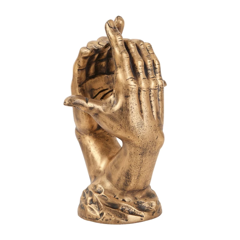 Gold Aluminum Traditional Abstract Sculpture, 11" x 9" x 6"