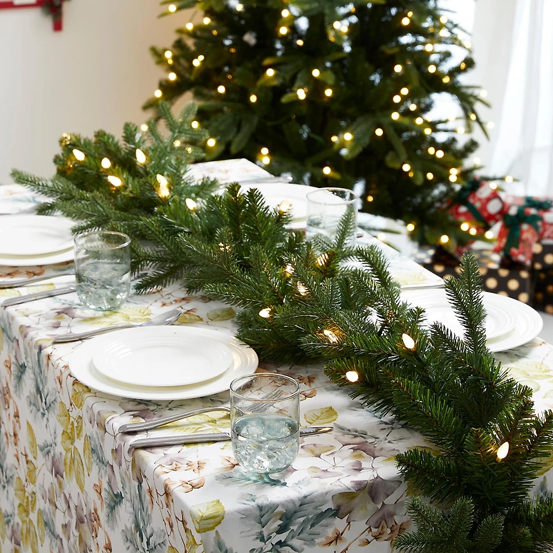 Glitzhome® 9ft. Pre-Lit Greenery Christmas Garland with Timer