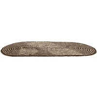 Hello Honey® Brown & Ivory Modern Oval Cotton Tufted Rug With Woven Line Design, 60" x 24"