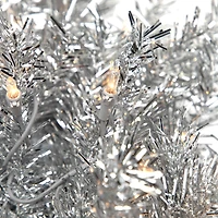 36" Pre-Lit Silver Tinsel Artificial Christmas Wreath