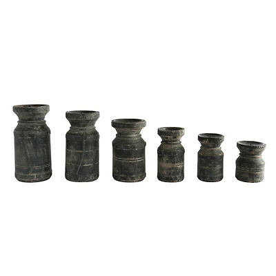 Hello Honey® Black Found Wood Pillar Candleholders Set