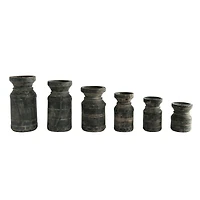 Hello Honey® Black Found Wood Pillar Candleholders Set