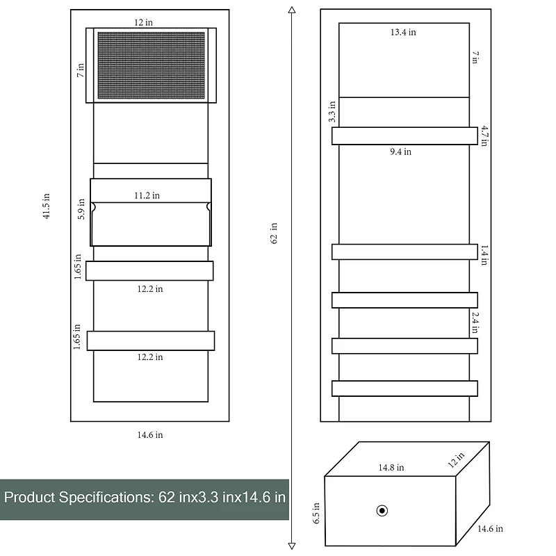 NEX™ 5ft. Pure White Jewelry Armoire on Casters with Chest Drawer