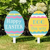 Glitzhome® 15" Wooden Easter Egg Yard Stake Set