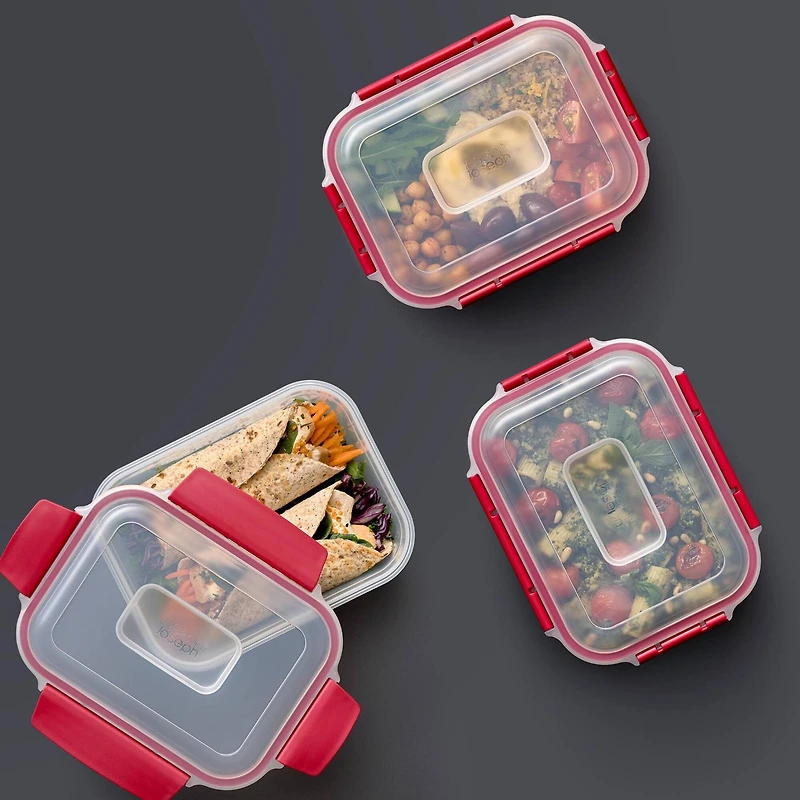 Joseph Joseph Nest Lock 8-piece Rectangular Food Storage Container Set Red