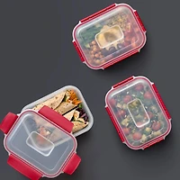 Joseph Joseph Nest Lock 8-piece Rectangular Food Storage Container Set Red