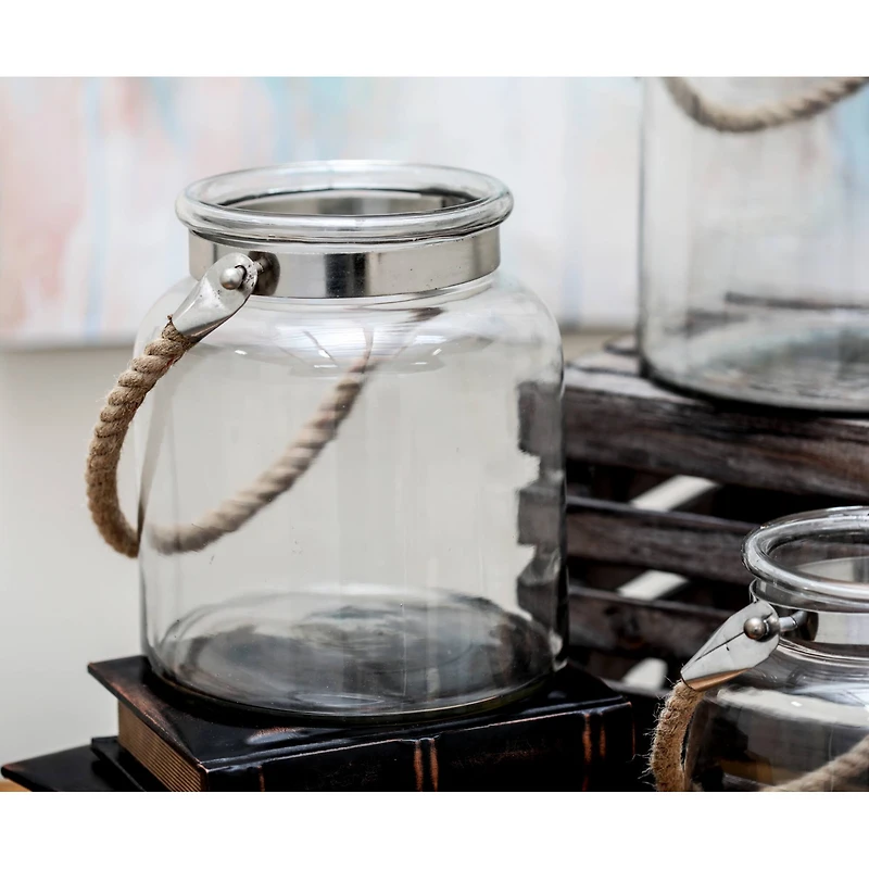 10'' Clear Glass Coastal Candle Lantern