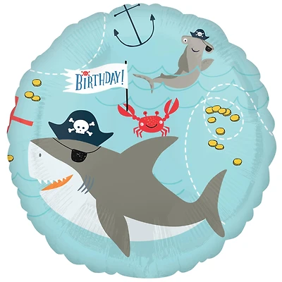 17" Ahoy Birthday Shark Foil Balloon