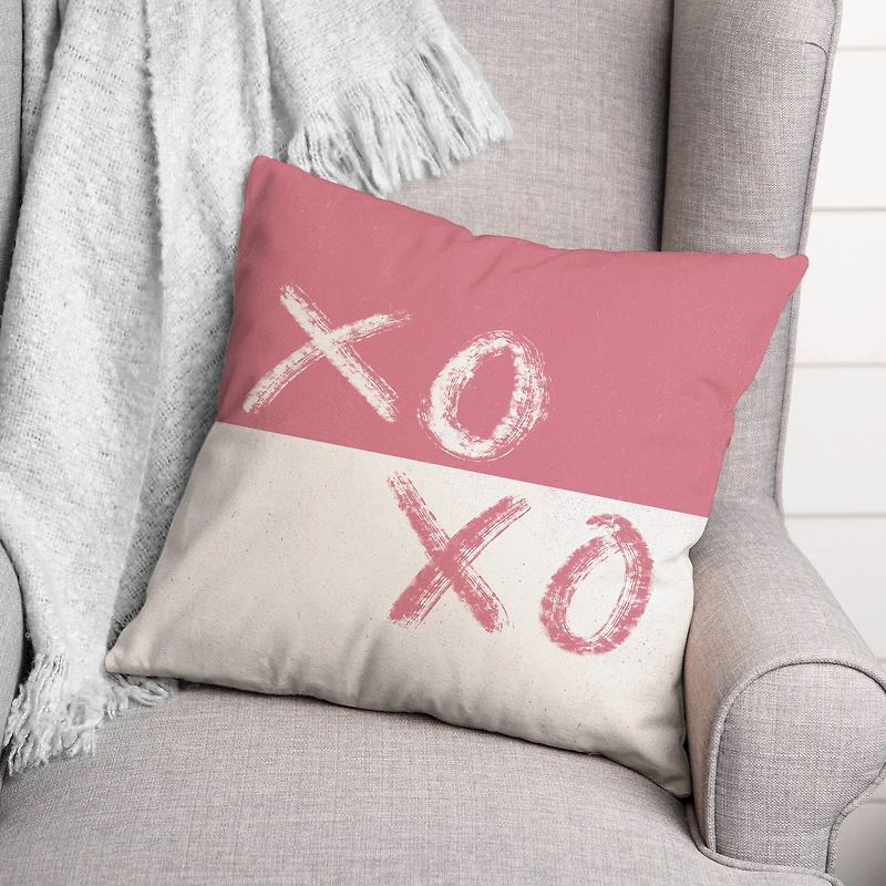 XOXO Brush Strokes Distress Throw Pillow