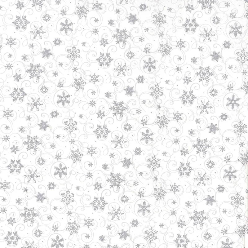 Fabric Traditions Christmas First Snowfall White Glitter Cotton Fabric