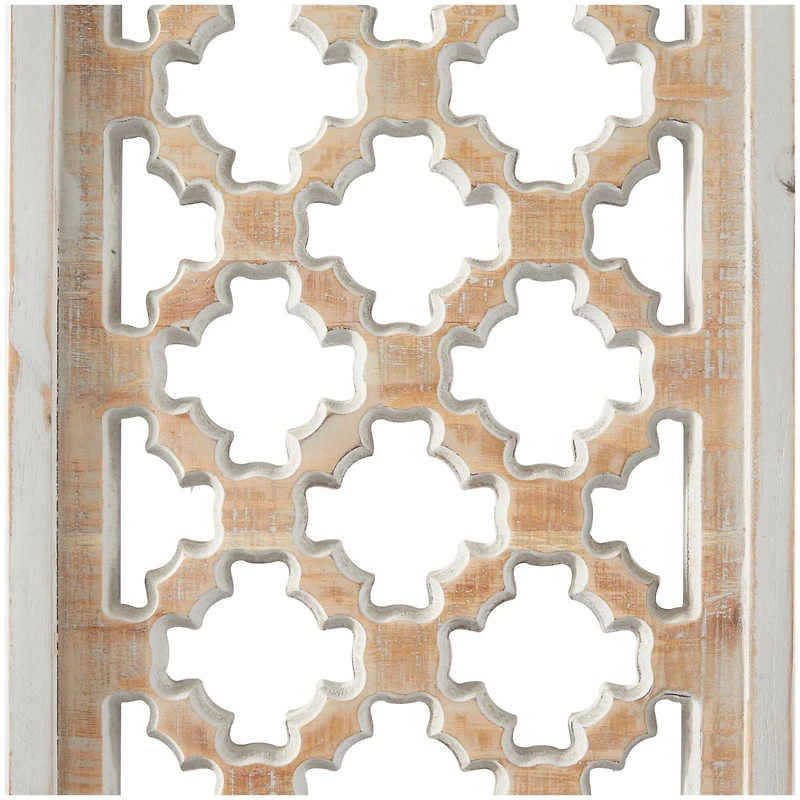 Brown Wood Carved Trellis Geometric Wall Decor 13" x 1" x 49"