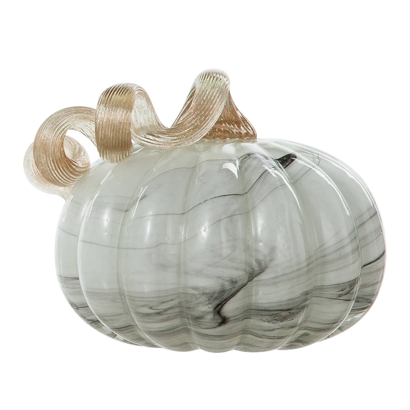 Glitzhome® Small Marble Glass Pumpkin, Gray