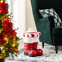 Glitzhome® 14.5"H Christmas MGO Peppermint Boot Stool or Accent Table