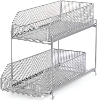 NEX™ Silver 2-Tier Sliding Basket Drawer Organizer