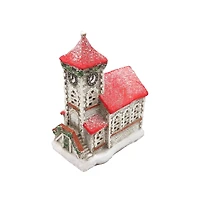 Wizardi 11.81" Christmas Snowy Village Church Ceramic Ornament