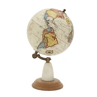 14" Mango Wood & Marble Contemporary Globe