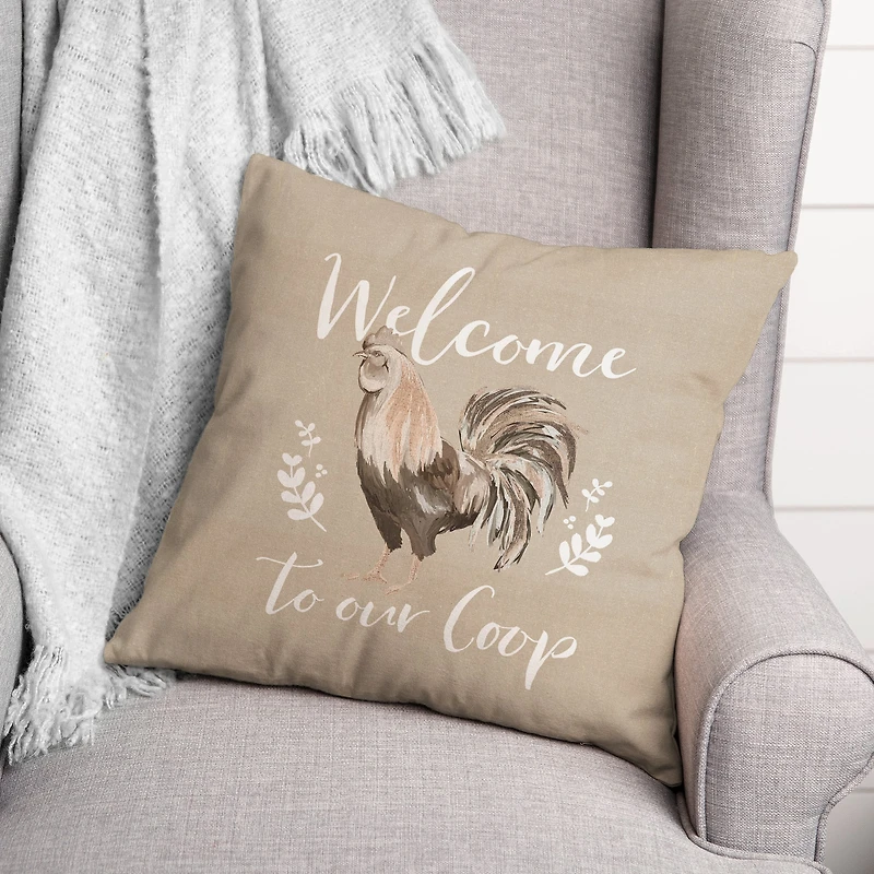 Welcome To Our Coop Throw Pillow
