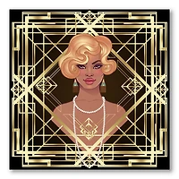 Designart - Retro Women In Golden Art Deco Geometrics III