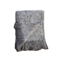Hello Honey® 60" Gray Brushed New Zealand Wool Throw with Ruffled Edge