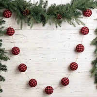 Glitzhome® 6ft. Red & Black Plaid Fabric Garland Set