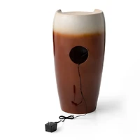 Glitzhome® 29.25" LED Sand Beige & Brown Ceramic Pot Outdoor Floor Fountain