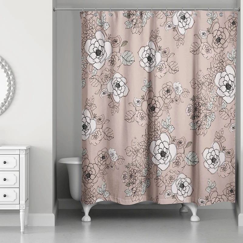 Pink Intricate Floral 71 x 74 Shower Curtain