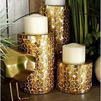 Gold Metal Glam Candle Holder Set