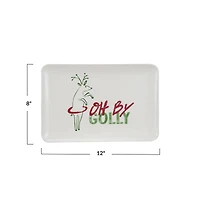 Hello Honey® 12" White, Green & Red Oh By Golly Stoneware Platter