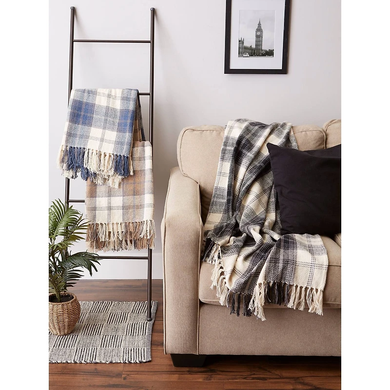 DII® Black & Cream Farmhouse Woven Throw
