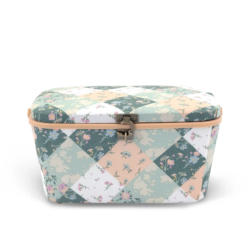 Green Patchwork Dritz Large Oval Sewing Basket