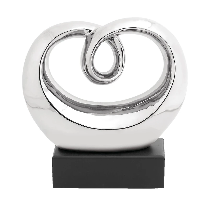 10" Silver Ceramic Modern Abstract Sculpture