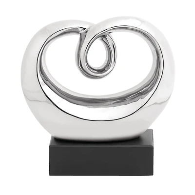 10" Silver Ceramic Modern Abstract Sculpture