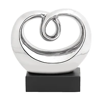 10" Silver Ceramic Modern Abstract Sculpture