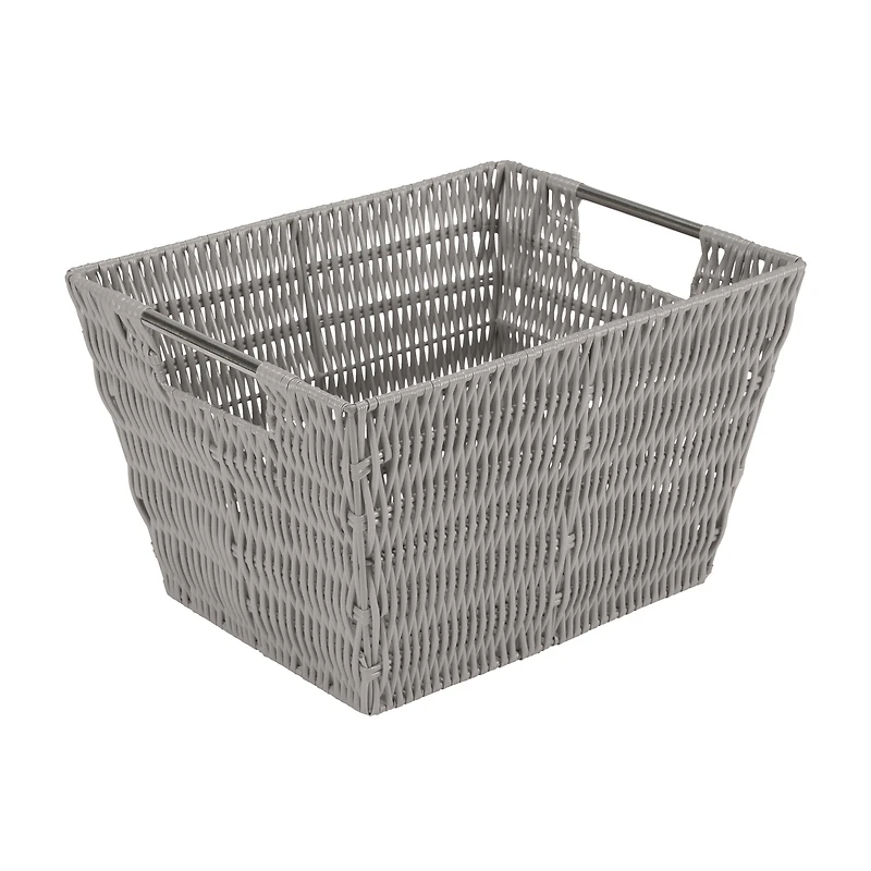 Simplify Medium Gray Rattan Storage Basket
