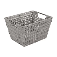 Simplify Medium Gray Rattan Storage Basket