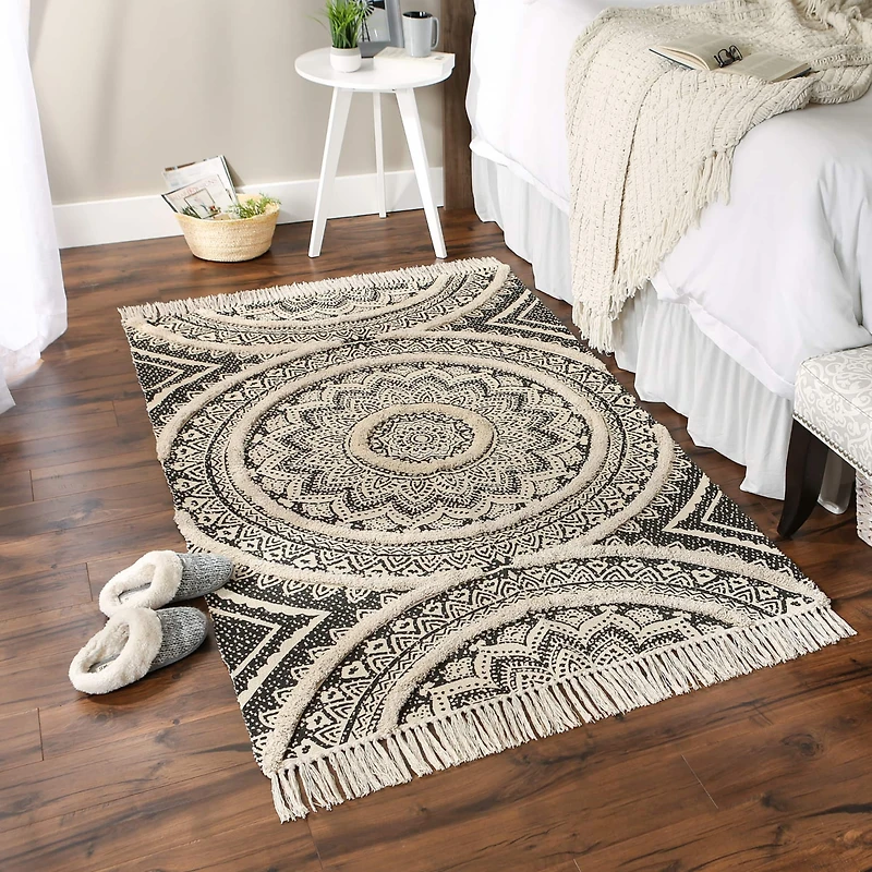 DII® Printed Natural Hand-Loomed Shag Rug