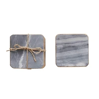 Hello Honey® Gold Edge Gray Marble Coaster Set