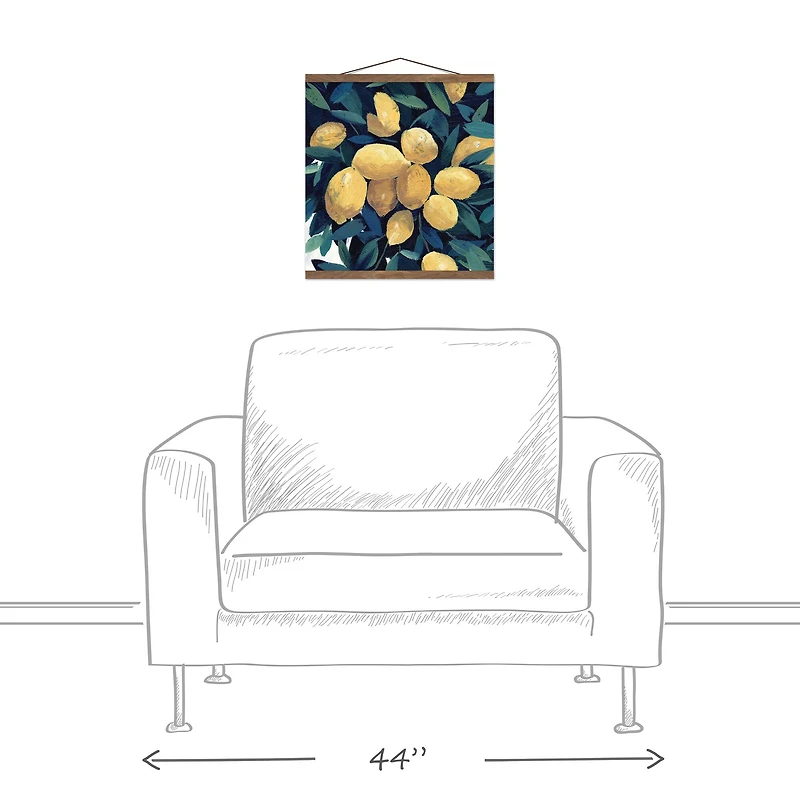 Lemon Tree Closeup Teak Hanging Canvas