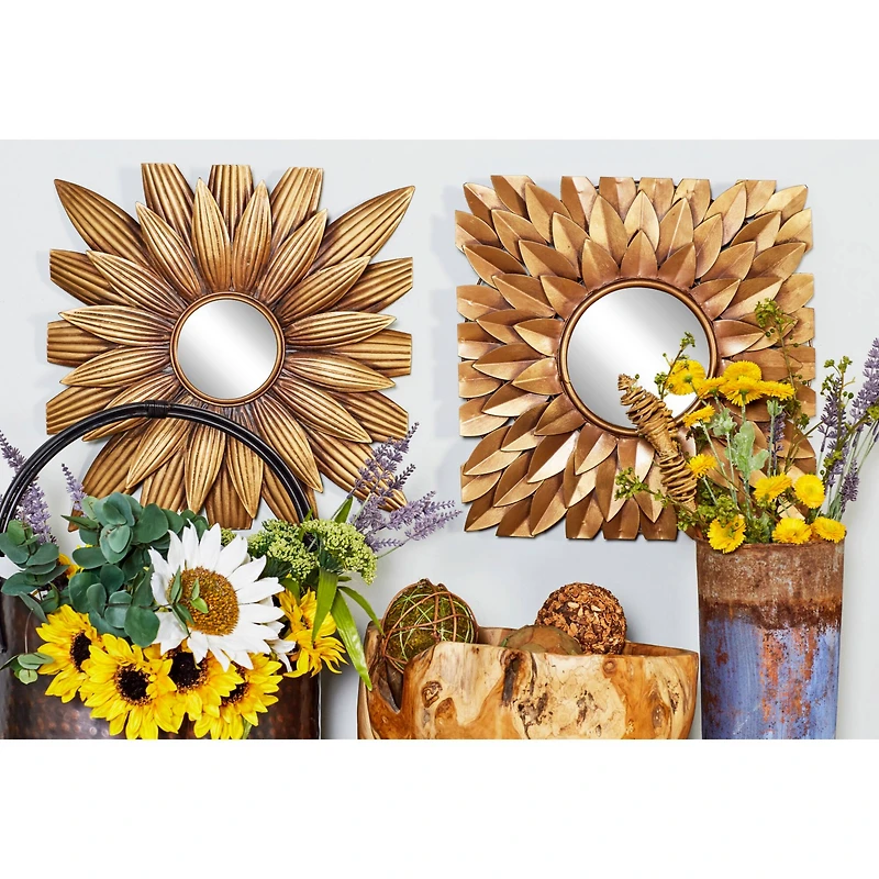 Gold Metal Rustic Wall Mirror Set