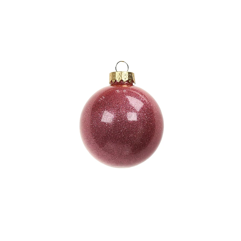 6 Pack 2.5" Dark Pink Glitter Glass Ball Ornaments by Ashland®
