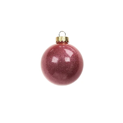 6 Pack 2.5" Dark Pink Glitter Glass Ball Ornaments by Ashland®