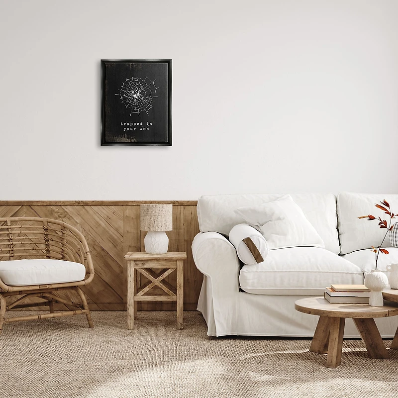Stupell Industries Trapped In Your Web Spider Framed Floater Canvas Wall Art