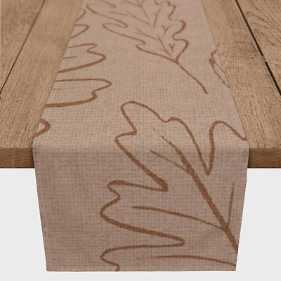 72'' Dusty Rose Large Leaf Pattern Cotton Twill Runner